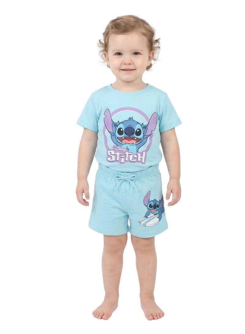 Disney طقم تي شيرت وشورتات جرافيك ديزني ستيتش للفتيات الصغيرات - Image 4