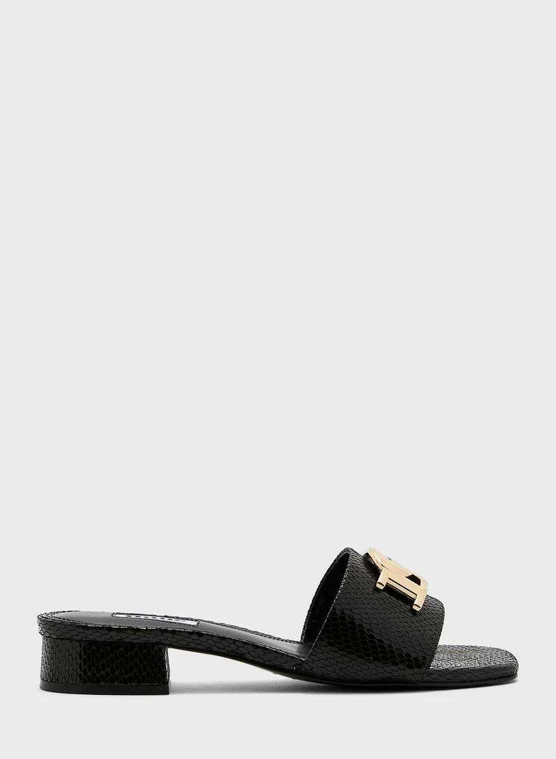 Dune LONDON Notice Low Block Encrusted Sandals