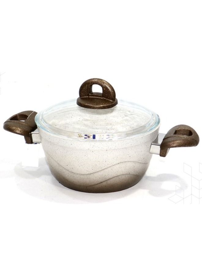 Aluminum pot with beige granite pattern, 20 cm