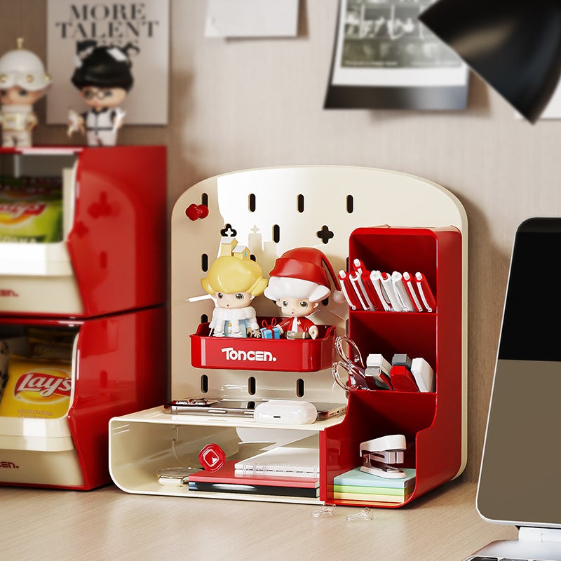 Desktop Plastic Storage Box with Drawer, Office Organizer for Stationery - Image 2
