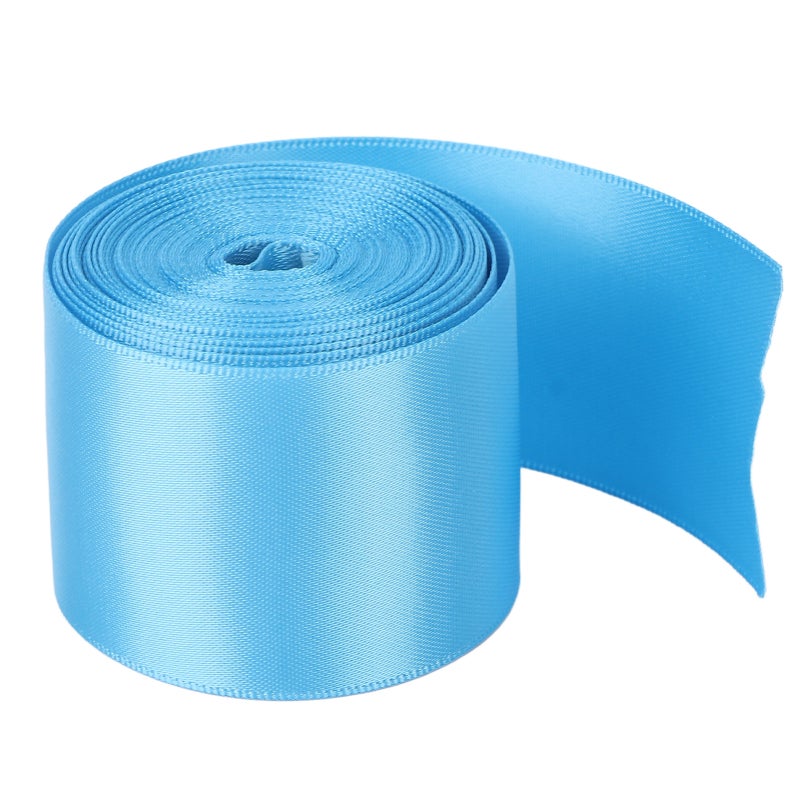 Double Face Satin Ribbon Roll 50 Yards Blue High Density Polyester - Bright Fade-Proof Waterproof Reusable Double Sided Ribbon for Diy Crafts Gift Packaging Hair Ornaments - Image 1