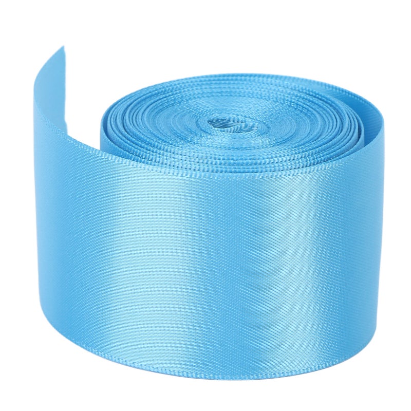 Double Face Satin Ribbon Roll 50 Yards Blue High Density Polyester - Bright Fade-Proof Waterproof Reusable Double Sided Ribbon for Diy Crafts Gift Packaging Hair Ornaments - Image 2
