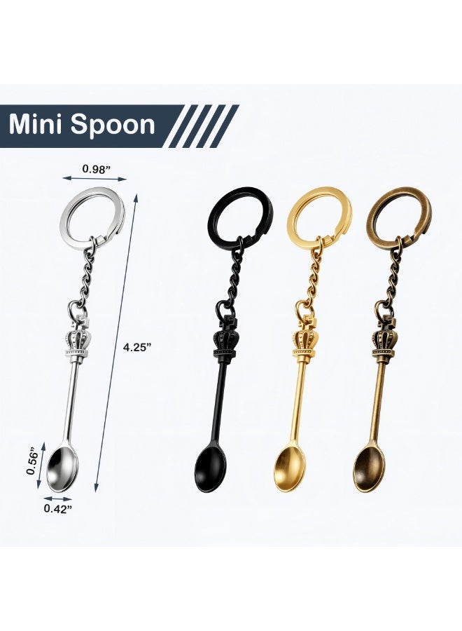 4Pack Small Tools Spoon Keychain with Split Key Rings, Metal Mini Powder Spoons for Medicine, Pill Bottle, Craft, Partty (Multicolor, Tiny) - Image 2