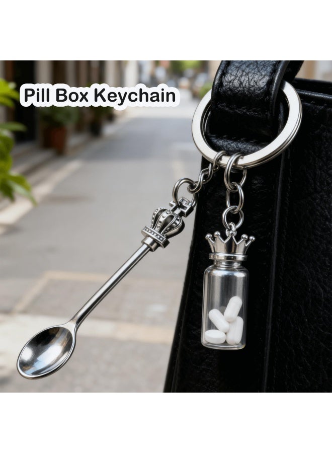 4Pack Small Tools Spoon Keychain with Split Key Rings, Metal Mini Powder Spoons for Medicine, Pill Bottle, Craft, Partty (Multicolor, Tiny) - Image 5