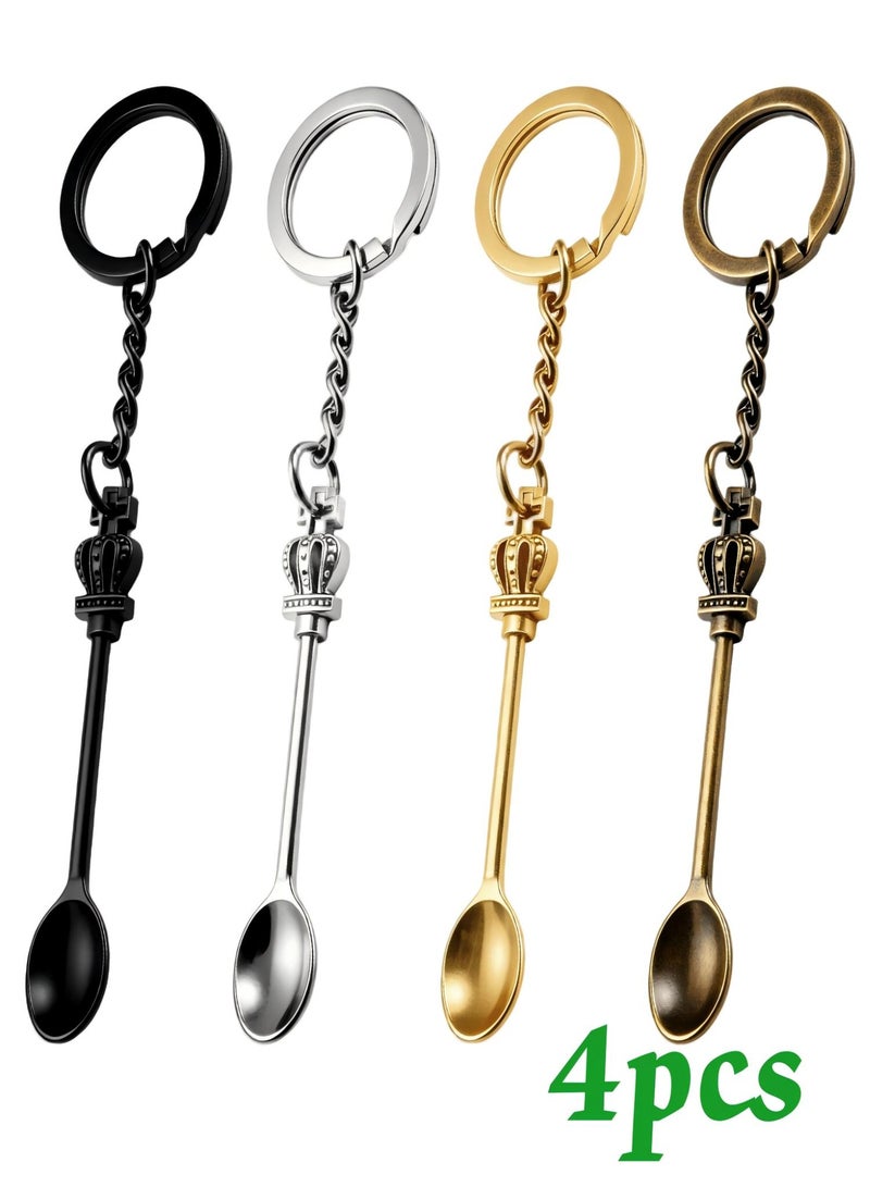4Pack Small Tools Spoon Keychain with Split Key Rings, Metal Mini Powder Spoons for Medicine, Pill Bottle, Craft, Partty (Multicolor, Tiny) - Image 1