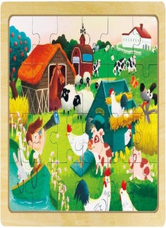 Robotime Robotime Wooden Happy Ranch Jigsaw Puzzle with Storage Tray Grow-Up Puzzle Educationl Toy (24pcs)  - Image 1