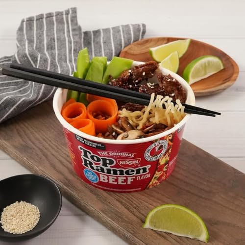 Nissin Top Ramen Bowl Ramen Noodle Soup, Beef, 3.28 Ounce (Pack of 6) - Image 4