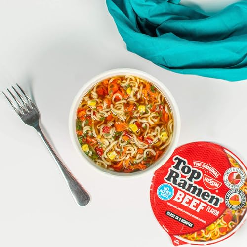Nissin Top Ramen Bowl Ramen Noodle Soup, Beef, 3.28 Ounce (Pack of 6) - Image 5