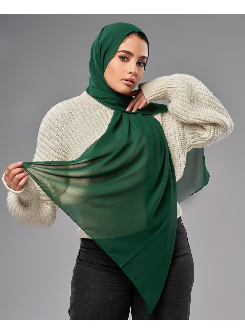 Lavezzi Soft Chiffon Hijab for Women, Solid Color Soft Chiffon Crepe Hijab Scarf – Long Fashion Hijabs Scarves - Muslim Scarf Hijab – Hijab Shawl - Forest Green - Image 1
