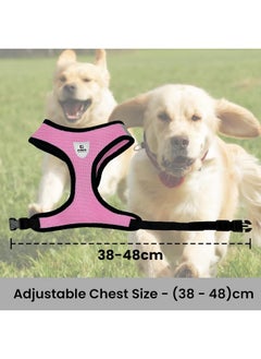 Kuber Industries Dog Harness With Adjustable Leash | Breathable Polyester Mesh | Medium Size| Comfortable No-Pull Grip | Quick Release Buckles | Pink Pet Walking Set | Secure And Stylish Dog Harness  - Image 5