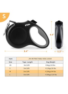 fida Fida Retractable Dog Leash, 16 ft Dog Walking Leash for Small Dogs up to 26 lbs, 360° Tangle Free, Black  - Image 5