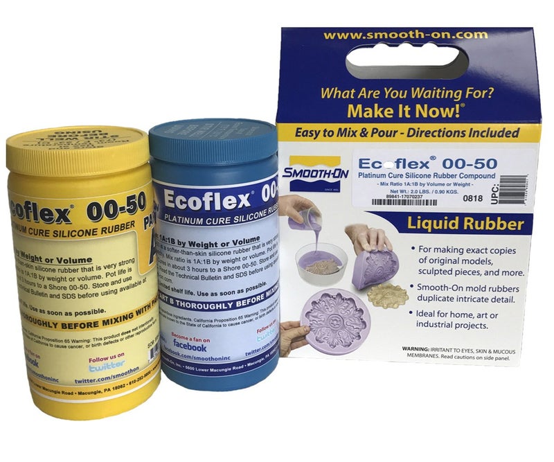 Smooth-On Ecoflex 00-50 Platinum Silicone 2 lb Kit - Clear Silicone Rubber - Casting, Art, Craft, Model - 3 Hr Demold Time - Low Viscosity - Shore 00-50 Hardness - Image 1