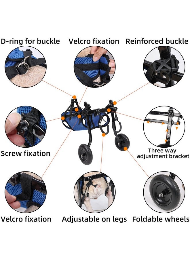 كرسي متحرك صغير للكلاب للساقين الخلفيتين - مساعد حركة قابل للتعديل للحيوانات الأليفة المعوقة، دعامة للساق ودعم للورك - Image 2