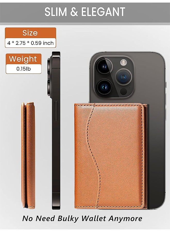 إم إكس إن محفظة جلدية Mag-Safe مع حامل وحامل 6 بطاقات - أقوى محفظة مغناطيسية لسلسلة iPhone 16/15/14/13/12، حامل بطاقات هاتف مغناطيسي خفيف الوزن لهاتف Apple الخلوي - Image 2