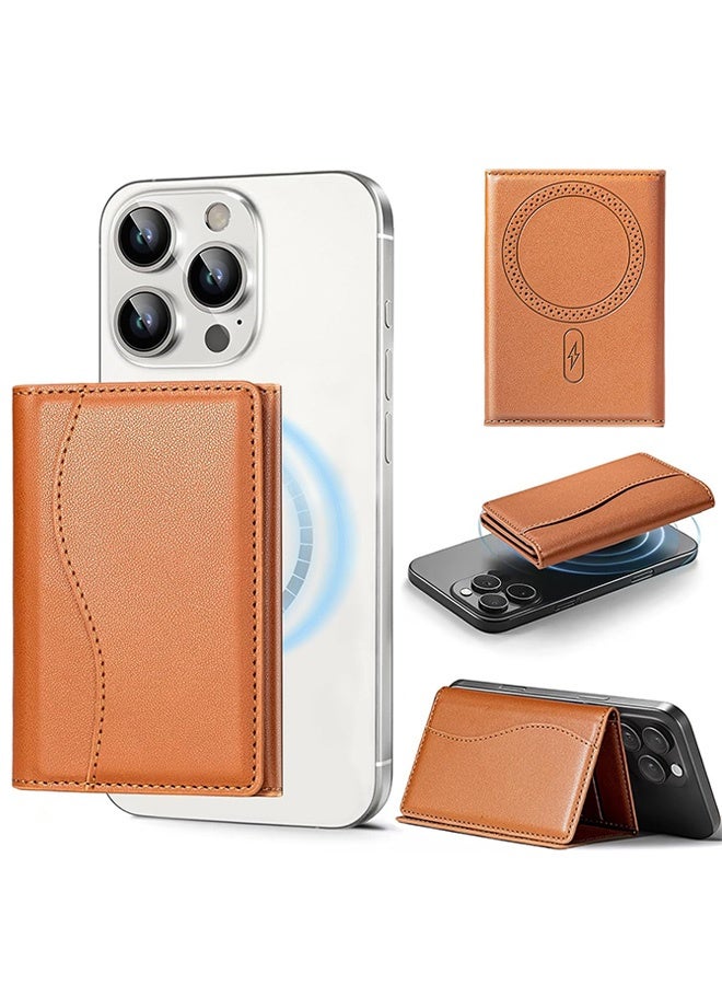 إم إكس إن محفظة جلدية Mag-Safe مع حامل وحامل 6 بطاقات - أقوى محفظة مغناطيسية لسلسلة iPhone 16/15/14/13/12، حامل بطاقات هاتف مغناطيسي خفيف الوزن لهاتف Apple الخلوي - Image 1