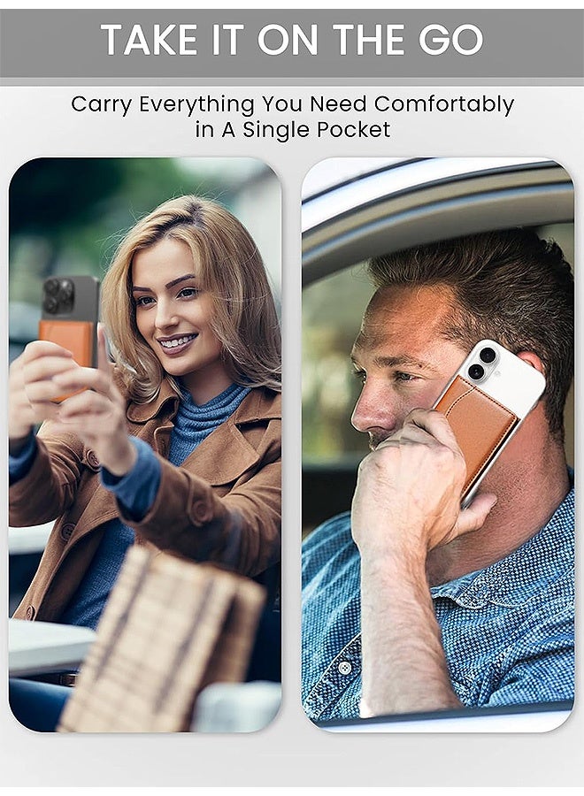 إم إكس إن محفظة جلدية Mag-Safe مع حامل وحامل 6 بطاقات - أقوى محفظة مغناطيسية لسلسلة iPhone 16/15/14/13/12، حامل بطاقات هاتف مغناطيسي خفيف الوزن لهاتف Apple الخلوي - Image 5