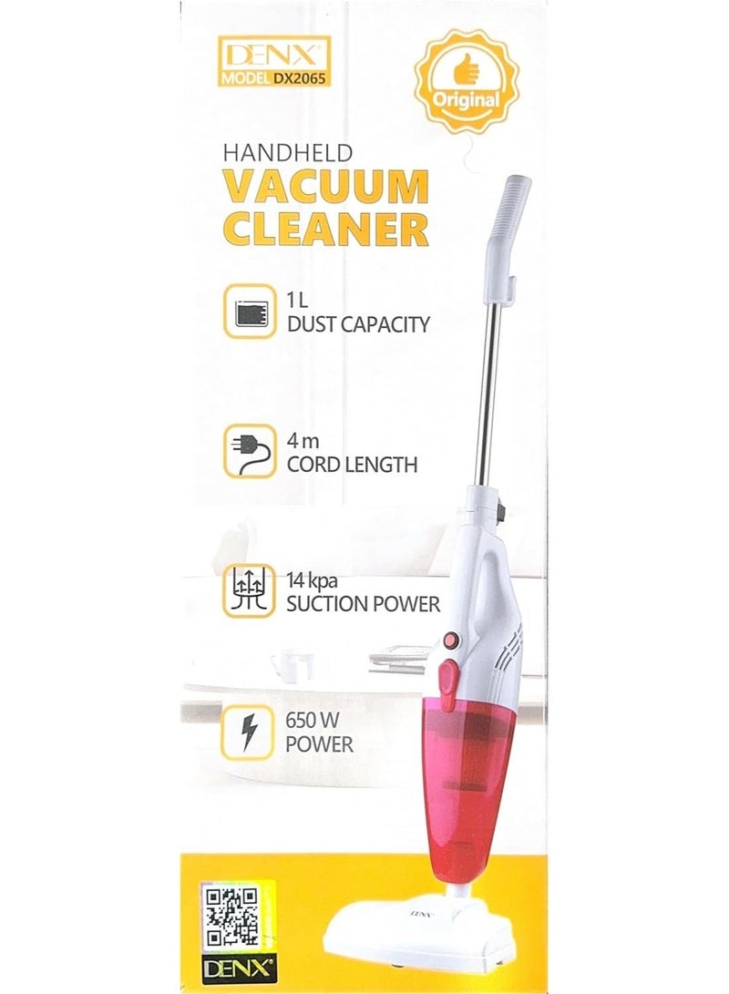 دينكس مكنسة كهربائية محمولة، 650 واط، قوة شفط 14 كيلو باسكال، سعة غبار 1 لتر، سلك بطول 4 أمتار، DX2065 - Image 1