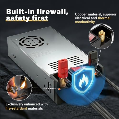 Anbull New Version 110V AC to 12V DC Converter, with ON/Off Switch,Pure Copper Terminals 12V DC Adapter Transformer, Max 50A 600W Power Supply,Upgraded Circuit Board - Image 2