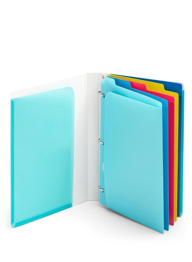 Poppin 1 Inch Binder - 3 Ring Binder with D-Shaped Rings and Easy Open Lever, 200 Sheet Capacity, Front and Back Translucent Pockets, 2 Interior Pockets, Cute Paper Storage (Aqua) - Image 4