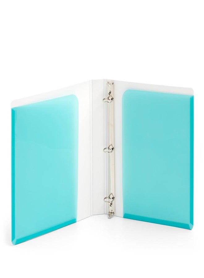 Poppin 1 Inch Binder - 3 Ring Binder with D-Shaped Rings and Easy Open Lever, 200 Sheet Capacity, Front and Back Translucent Pockets, 2 Interior Pockets, Cute Paper Storage (Aqua) - Image 2