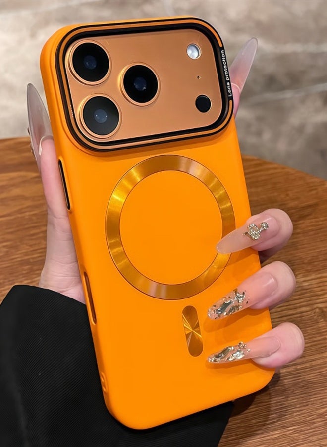 SUNDAREE جراب مغناطيسي لهاتف iPhone 17 Pro Max [متوافق مع Magsafe] [حماية من السقوط بدرجة عسكرية] غطاء هاتف واقي شفاف غير لامع مضاد للخدش ومقاوم للصدمات مقاس 6.9 بوصة، برتقالي - Image 2