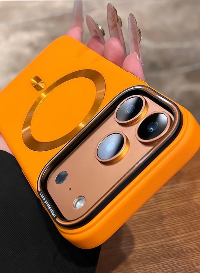 SUNDAREE جراب مغناطيسي لهاتف iPhone 17 Pro Max [متوافق مع Magsafe] [حماية من السقوط بدرجة عسكرية] غطاء هاتف واقي شفاف غير لامع مضاد للخدش ومقاوم للصدمات مقاس 6.9 بوصة، برتقالي - Image 3