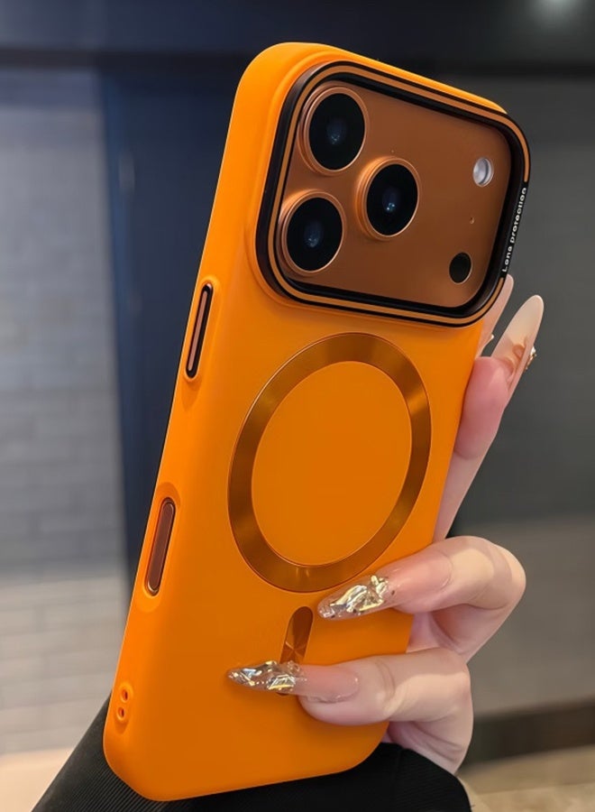 SUNDAREE جراب مغناطيسي لهاتف iPhone 17 Pro Max [متوافق مع Magsafe] [حماية من السقوط بدرجة عسكرية] غطاء هاتف واقي شفاف غير لامع مضاد للخدش ومقاوم للصدمات مقاس 6.9 بوصة، برتقالي - Image 4