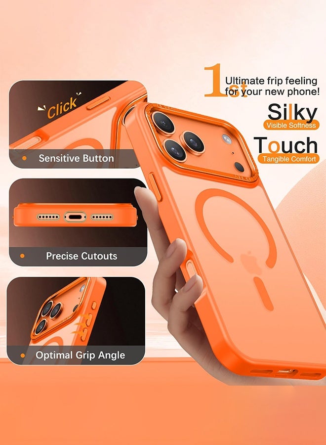 SUNDAREE جراب مغناطيسي لهاتف iPhone 17 Pro Max [متوافق مع Magsafe] [حماية من السقوط بدرجة عسكرية] غطاء هاتف واقي شفاف غير لامع مضاد للخدش ومقاوم للصدمات مقاس 6.9 بوصة، برتقالي - Image 5