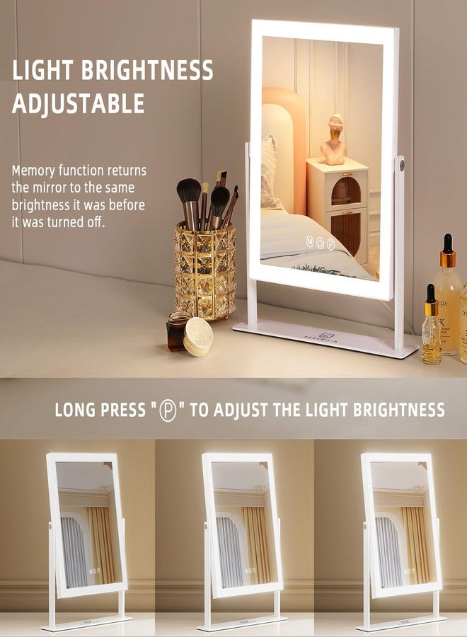 FENCHILIN Vanity Mirror with Lights 11.8" x 9.8",Lighted Makeup Mirror and Hollywood Mirror with Smart Touch Control 3 Colors Dimmable LED Light, 360°Rotation 10X Magnification(White) - Image 3