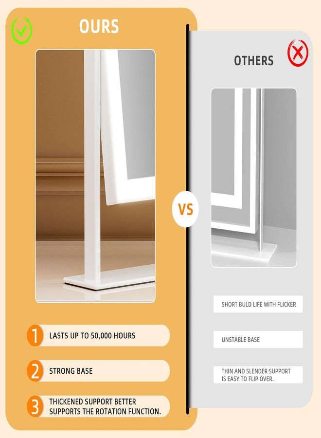 FENCHILIN Vanity Mirror with Lights 11.8" x 9.8",Lighted Makeup Mirror and Hollywood Mirror with Smart Touch Control 3 Colors Dimmable LED Light, 360°Rotation 10X Magnification(White) - Image 5