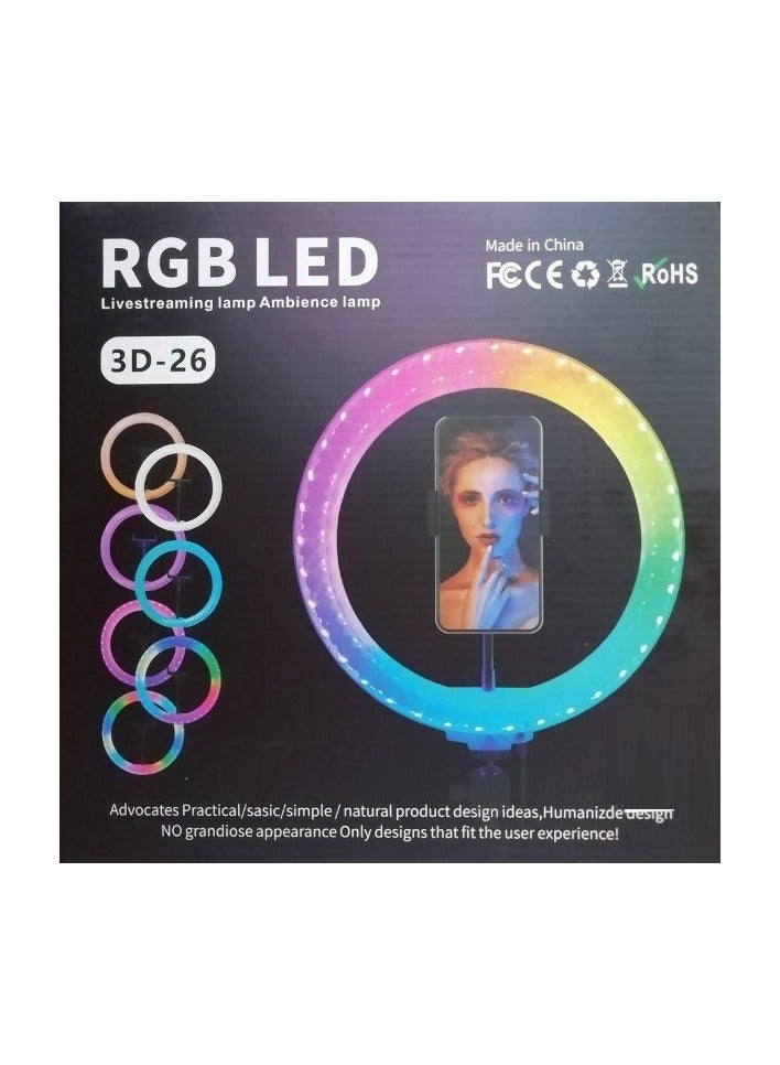 3D Multi-Color RGB LED 3D-26 Ring Light For Photography Vlogging And Reels - Image 1