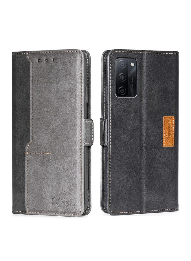 The Bros Case For OPPO A55S 5G Contrast Color Side Buckle Leather Phone Case