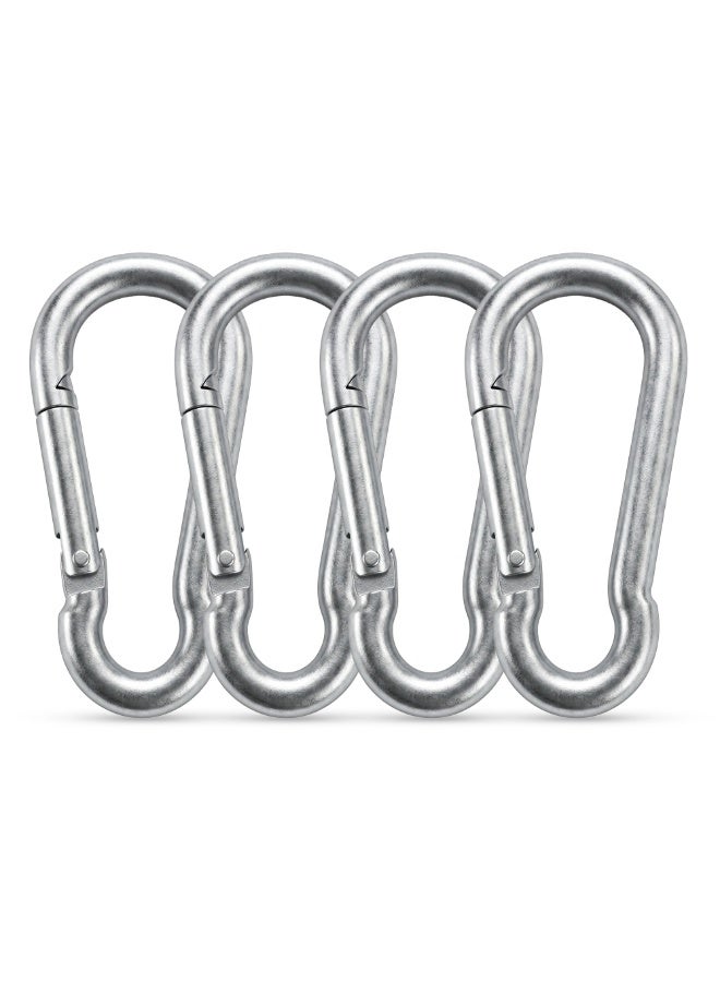Duravel 4Pcs 3.1 Inches Galvanized Steel Carabiner Clips, Silver, Spring Snap Hook for Dog Leash, Hammock, Aerial Yoga,Gym Pulldown Attachment, Exercise Machine, Heavy Duty - Image 1