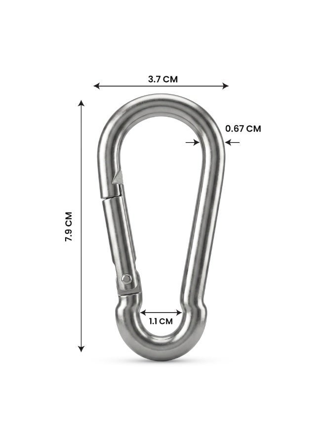 Duravel 4Pcs 3.1 Inches Galvanized Steel Carabiner Clips, Silver, Spring Snap Hook for Dog Leash, Hammock, Aerial Yoga,Gym Pulldown Attachment, Exercise Machine, Heavy Duty - Image 3