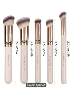 MAANGE 5 Pcs Makeup Brush Set, Includes Blush, Foundation & Counter Brushes- Portable Travel Kit For All Skin Types  - Image 4