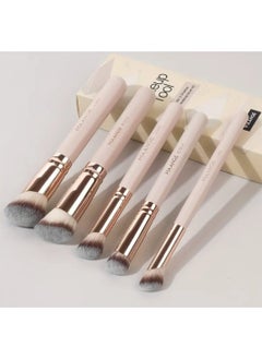 MAANGE 5 Pcs Makeup Brush Set, Includes Blush, Foundation & Counter Brushes- Portable Travel Kit For All Skin Types  - Image 2