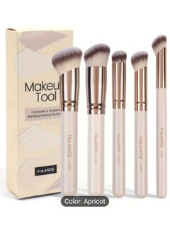 MAANGE 5 Pcs Makeup Brush Set, Includes Blush, Foundation & Counter Brushes- Portable Travel Kit For All Skin Types  - Image 1