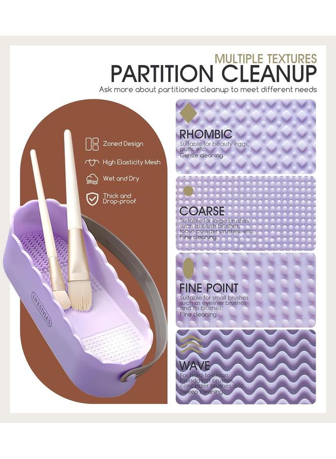 الترجمة العربية: أداة تنظيف فرش الماكياج مع حصيرة تجفيف ● منظف إسفنجات الماكياج ● منظف ومسنِّظم فرش الماكياج ● صندوق تخزين بتصميم الباندا الوردي - Image 5