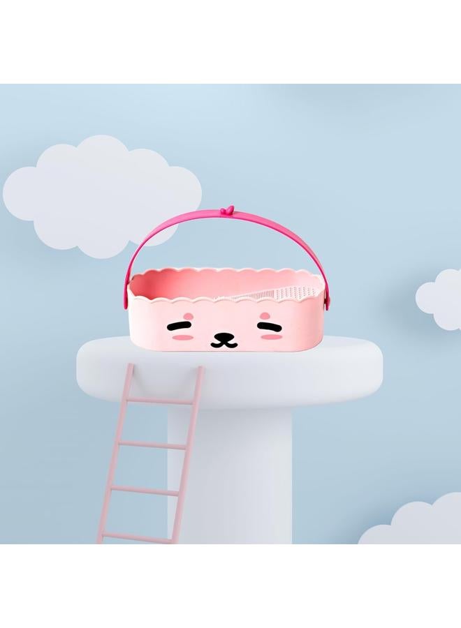 الترجمة العربية: أداة تنظيف فرش الماكياج مع حصيرة تجفيف ● منظف إسفنجات الماكياج ● منظف ومسنِّظم فرش الماكياج ● صندوق تخزين بتصميم الباندا الوردي - Image 4