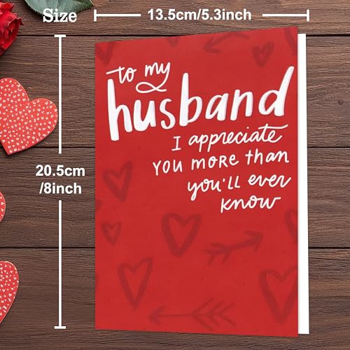 Smithtuy SmithtuyValentines Day Card for Husband,Valentines Day Cards Gifts for Him,Valentines Card for Husband Men with Romantic Appreciation Message - Image 3