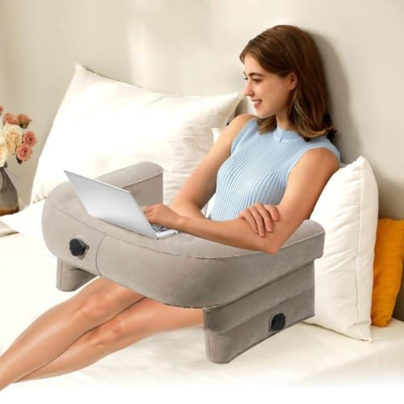 Inflatable Lap Desk Pillow, PVC Reading Pillow with Extra Large Arm Rest, Laptop Lap Desk with Inflatable Bag for Reading, Working, Writing, Playing Steam Deck Switch or Sitting in Bed Couch Floor Sofa - Image 1