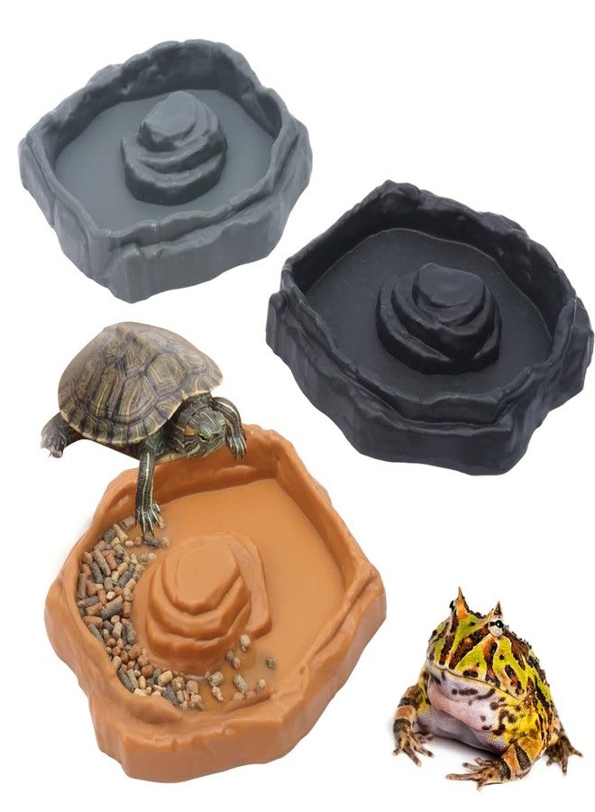 DQITJ 3 Pack Reptile Feeder Bowl Food and Water Dish Anti-Slip Reptile Feeding Basin with Ramp for Lizard Snake Gecko Tortoise - Image 1
