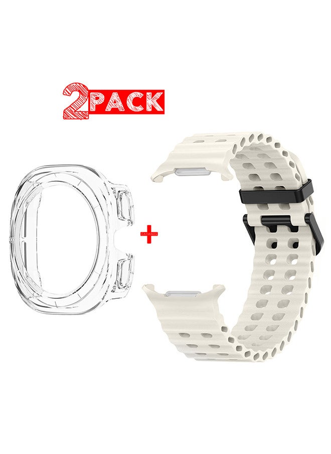 CATANES (for Samsung Galaxy Watch 7 Ultra 47mm) 2 Packs Silicone Band and Case, Soft Ocean Silicone Sport Strap Replacement Accessory  - Image 1