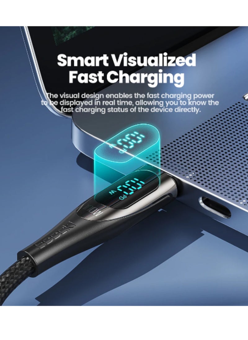 ESSAGER - Ultra-Durable High Speed Charging 100W 5A And Syncing Data Display screen USB-C to USB-C Cable - Image 1