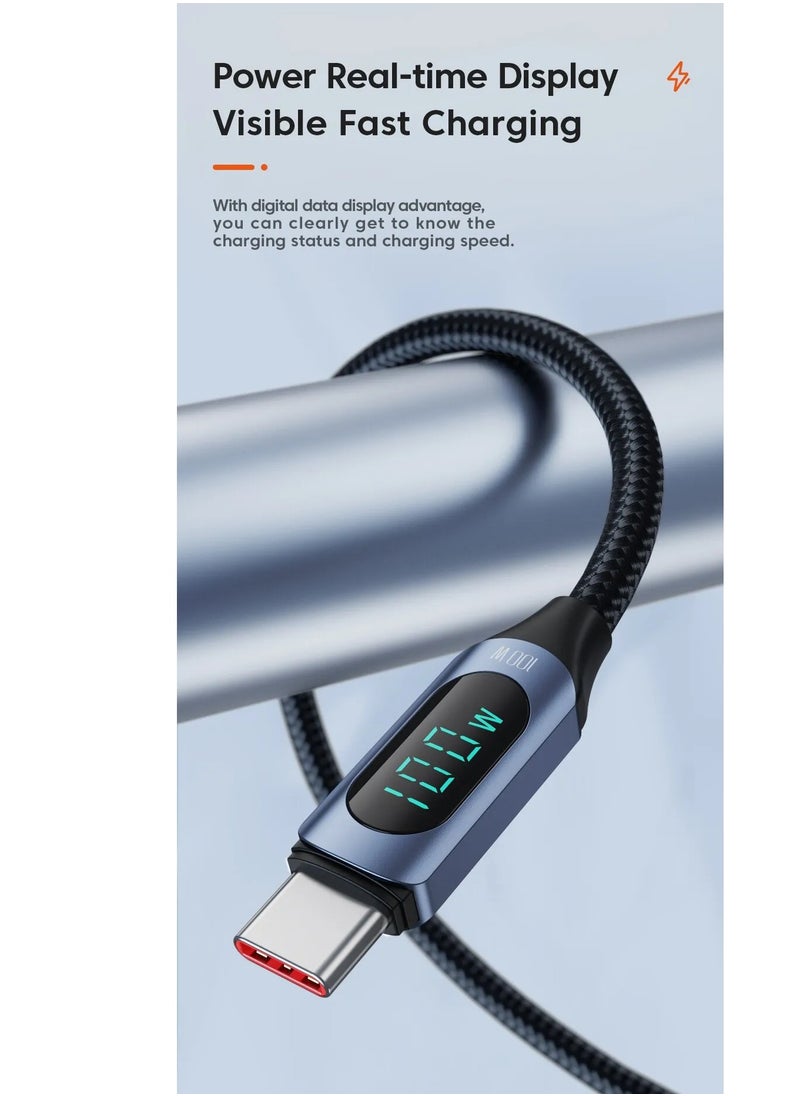 ESSAGER - Ultra-Durable High Speed Charging 100W 5A And Syncing Data Display screen USB-C to USB-C Cable - Image 1