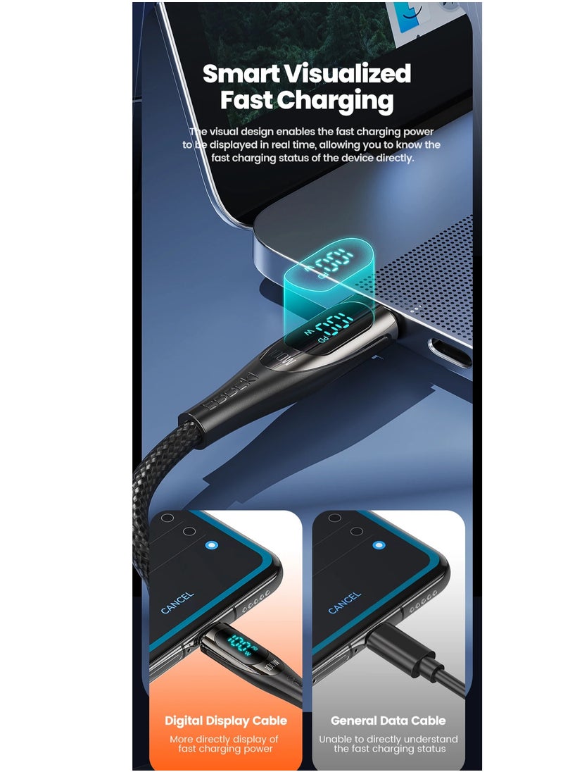ESSAGER - Ultra-Durable High Speed Charging 100W 5A And Syncing Data Display screen USB-C to USB-C Cable - Image 1
