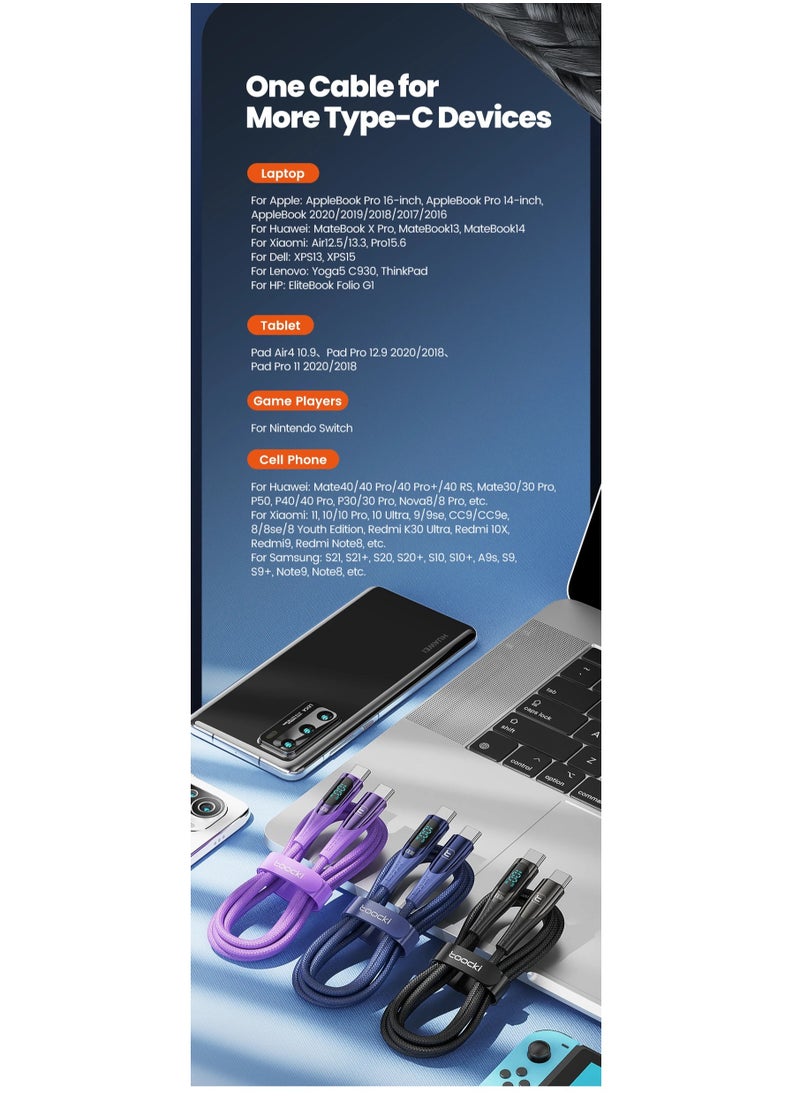 ESSAGER - Ultra-Durable High Speed Charging 100W 5A And Syncing Data Display screen USB-C to USB-C Cable - Image 1