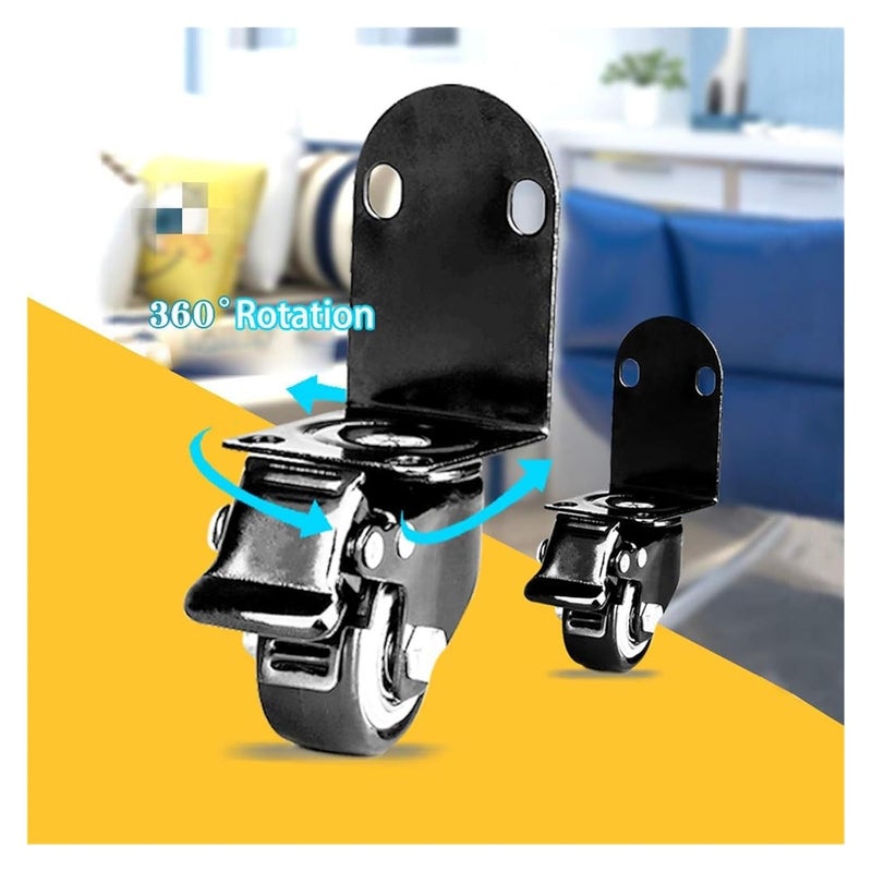Heavy Duty Swivel Caster Wheels 1 5in Brake Wheel With L Bracket Silent 360 Rotation - Image 3