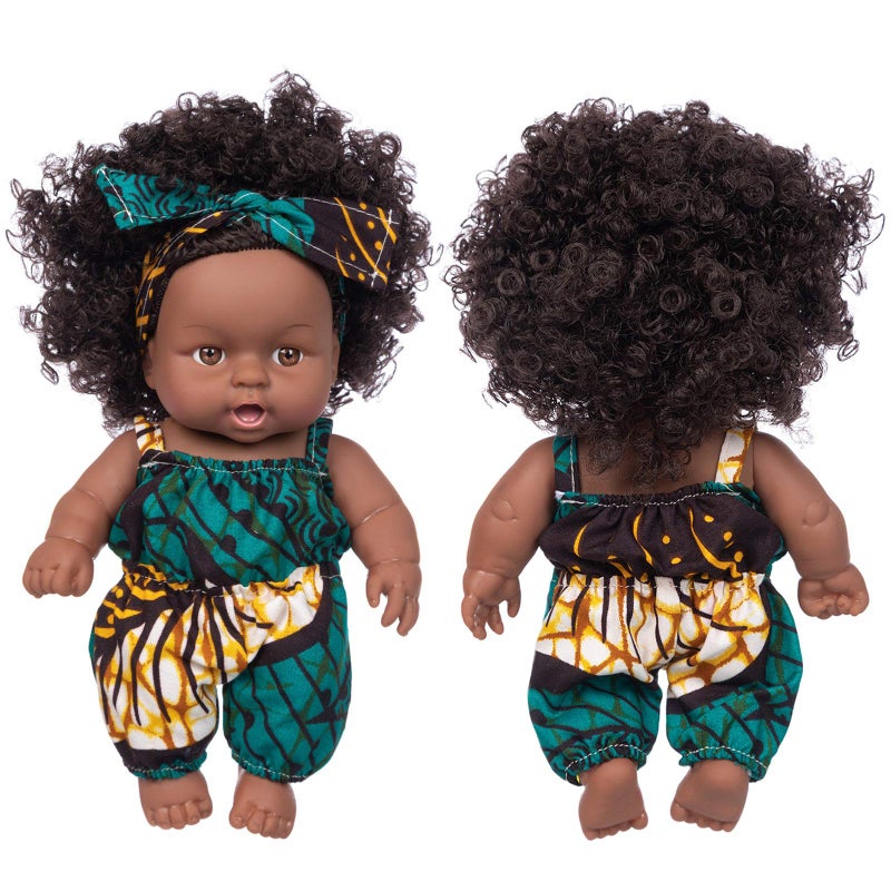 Ecore Fun 2 Pcs 8 Inch Black Baby Doll African Washable Realistic Silicone Baby Dolls with Clothes and Hairbandâ€¦ - Image 3