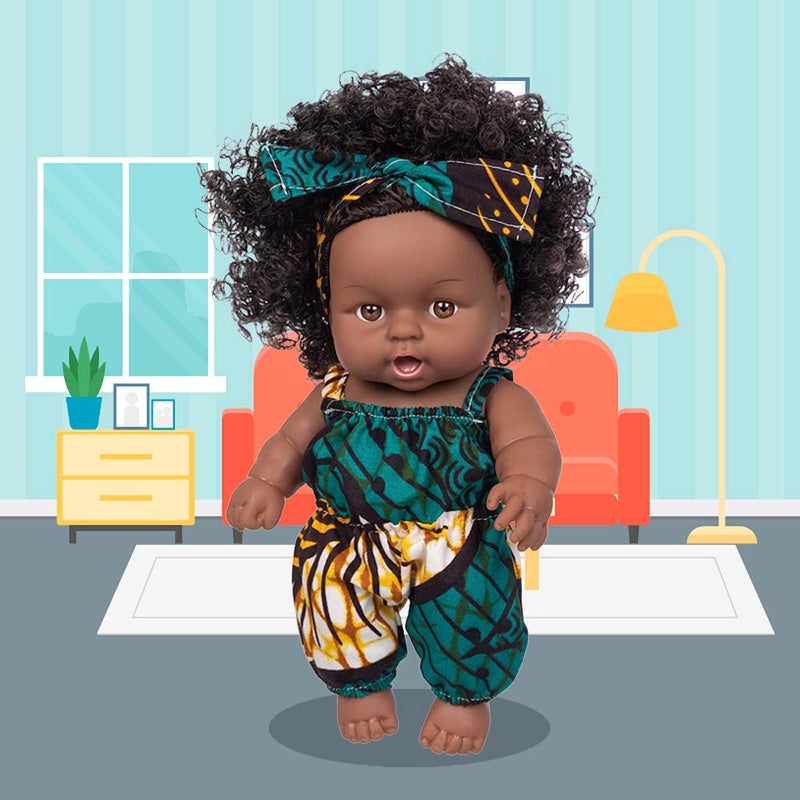 Ecore Fun 2 Pcs 8 Inch Black Baby Doll African Washable Realistic Silicone Baby Dolls with Clothes and Hairbandâ€¦ - Image 4